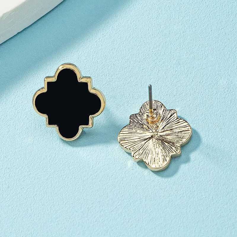 Stud 2 PCS Black White Geometric Earrings Set Women Cute Epoxy Earring Post Daily Wear Trendy Jewelry Gift Stainless Steel H250217