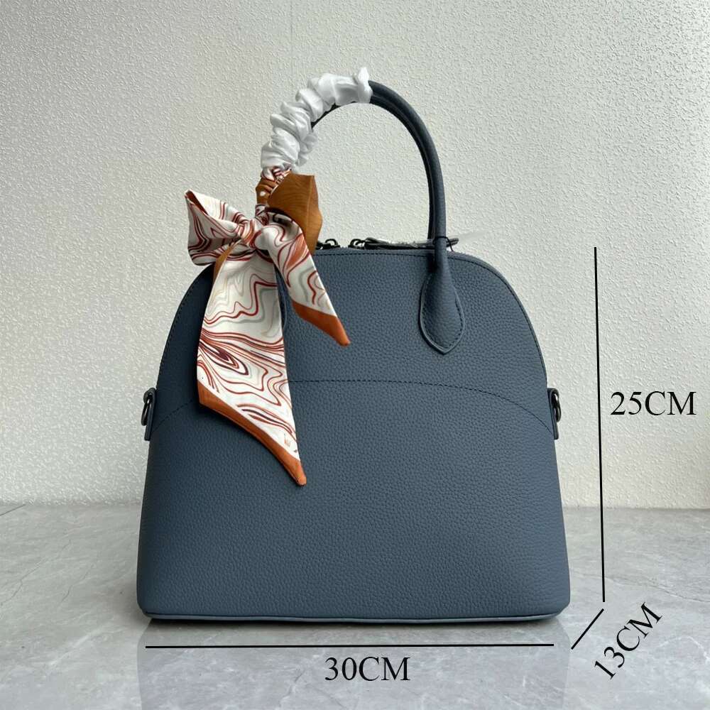 Monogrammed Genuine Cowhide Leather Women Shell With Scarf Large Capacity Single Shoulder Crossbody Bag For Ladies