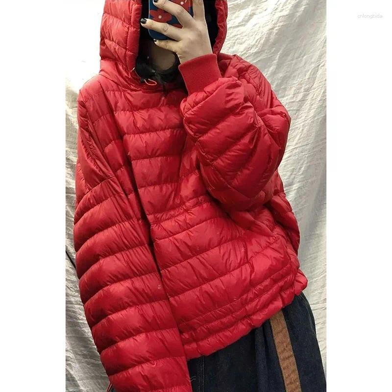 Women's Trench Coats Winter Parka 2025 Hooded Korean Version Ladies Down Cotton Jacket Lightweight And Thin Padded Lady Coat