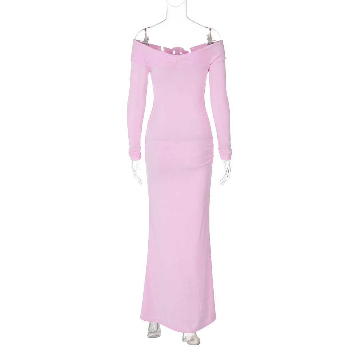 Basic Casual Dresses Lygens Off The Shoulder Floral Pattern Elegant Evening Shirring Prom Ladies Dresses 2024 Casual Clothes Y2K Fall Korean Clothes H