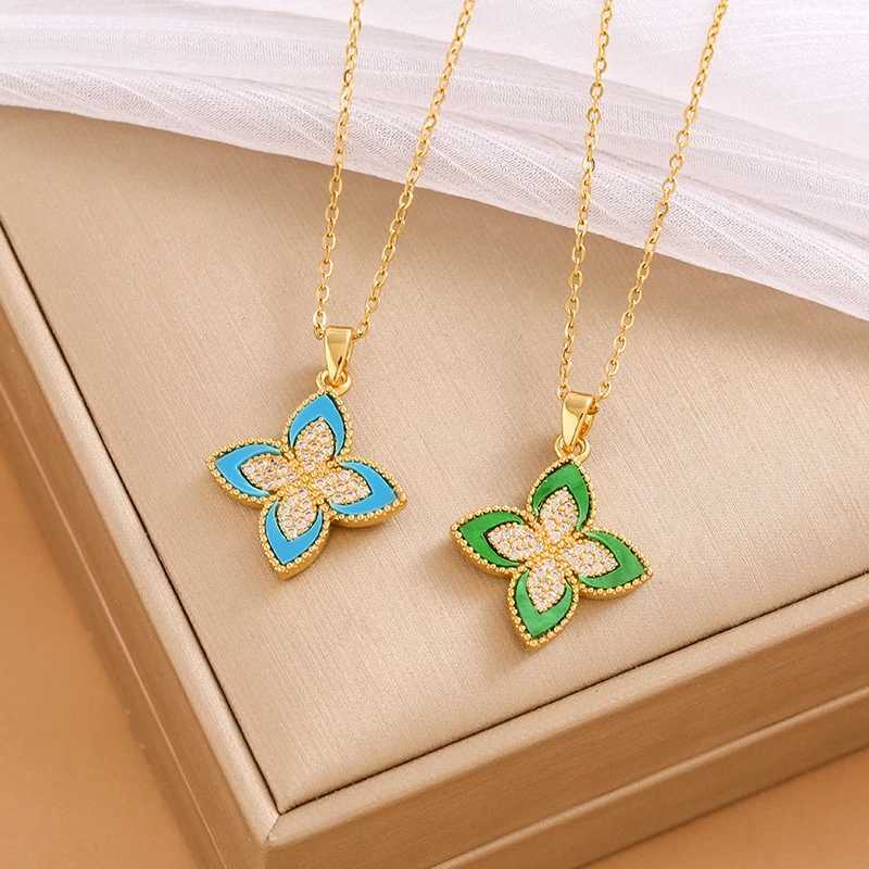 Pendant Necklaces Simple Temperament Lucky Clover Necklace For Women Girls Sweet Versatile Four Leaf Flower Clavicle Chain Jewelry Accessories H250217