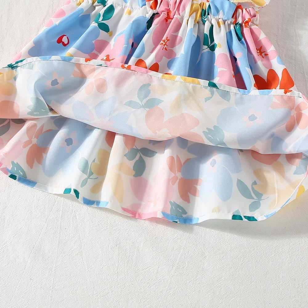 Summer new colorful floral baby girl set countryside sled baby two-piece set childrens sleeveless clothing W250218