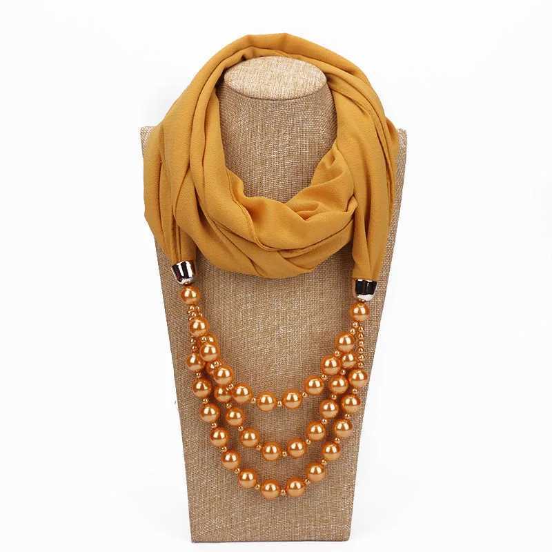 Womens Scarf with Beads Pearl Muslim Womens Jewelry Store Womens Scarf Muffler Chiffon Fabric Shl Headpiece W250218