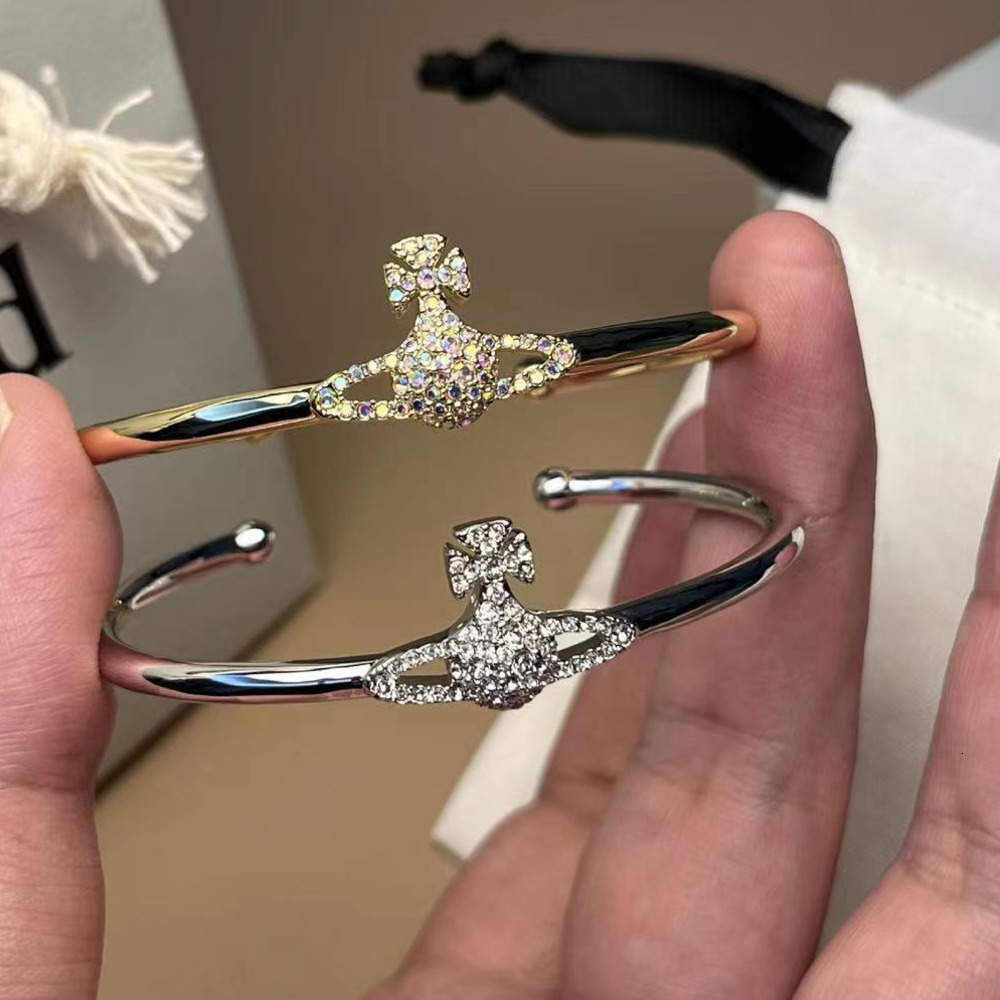 Saturn Designer Vivienenne Westwood Charm Bracelet Woman Bracelet Live Broadcast Diamond Studded New Style Full Diamond Empress Dowager