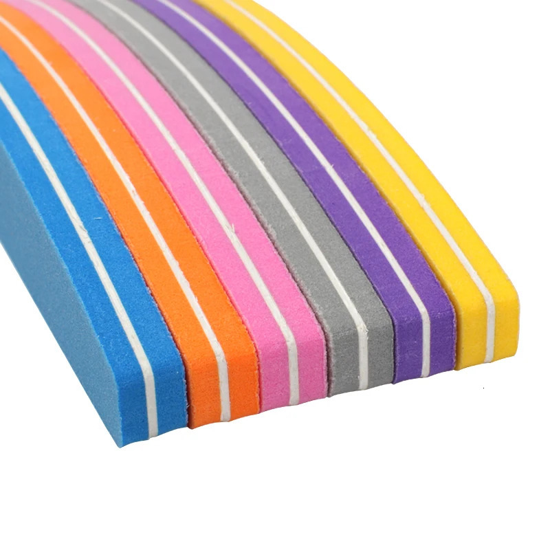 60Pcs Nail File Sponge 100/180 Mix Color Nail Art Polisher Block Washable Double Side Nail Buffer For Finger Polish UV Gel File 250214