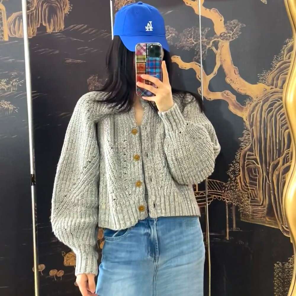 Embroidered Vintage Thick Thread Wool Blend Cardigan, Knitted Sweater, Outerwear For Women