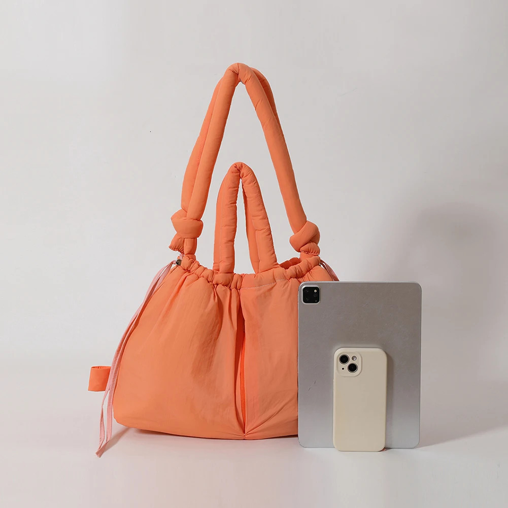 Inflatable handbag adjustable shoulder strap nylon solid cross body bag shopping and travel backpack 250213