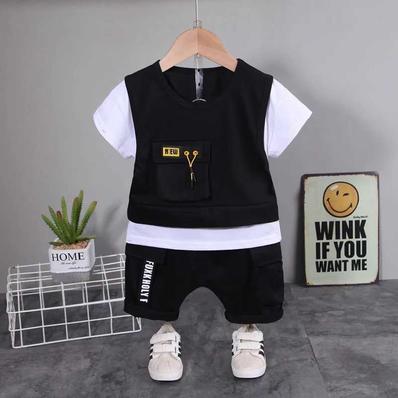 New summer baby boys clothing childrens casual T-shirt shorts 2 pieces/set childrens girls clothing sports clothing childrens track and field clothing