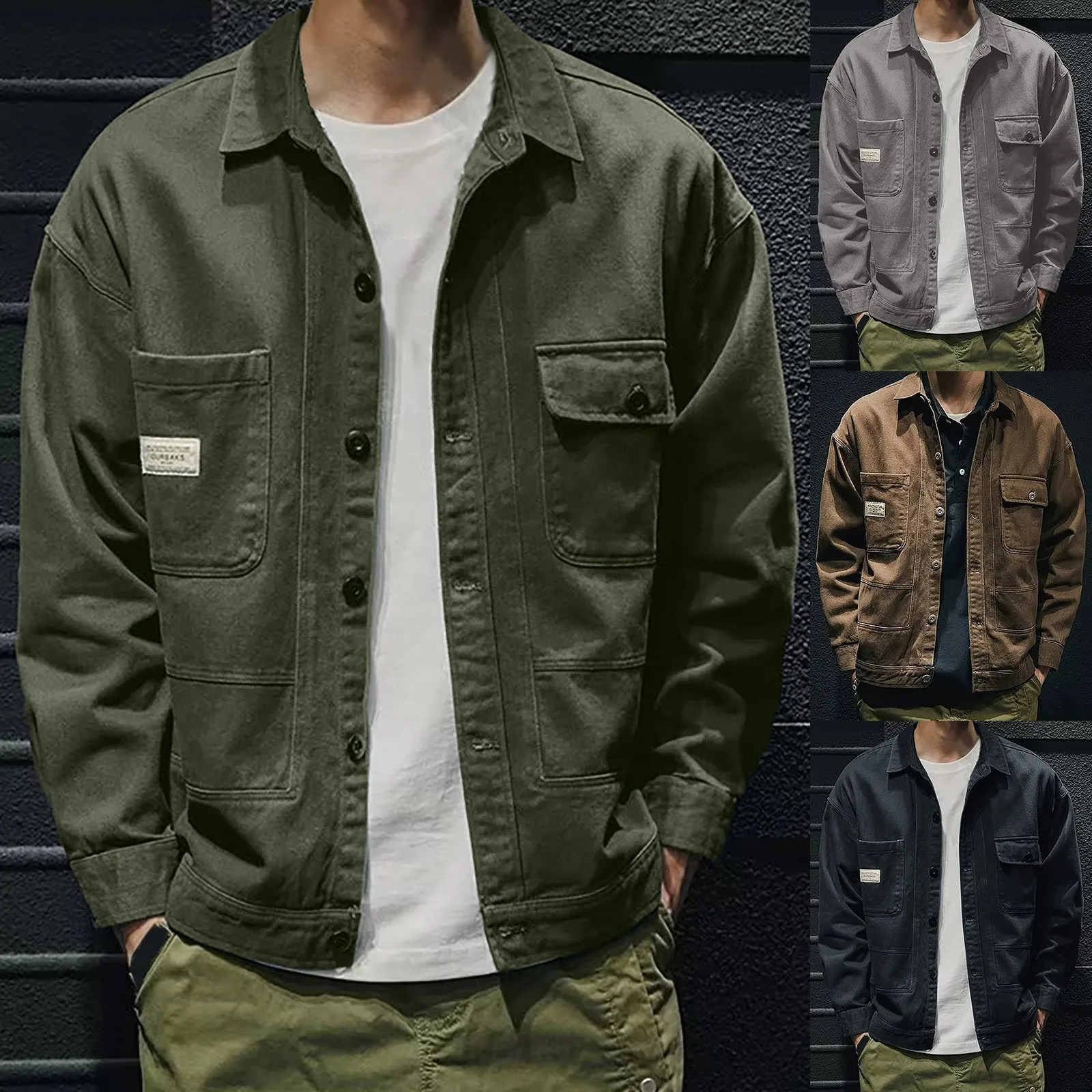 Men S Flannel Jackets Male Loose Casual Denim Jacket Retro Work Shirt Racing For High Street Motorcycle 250210