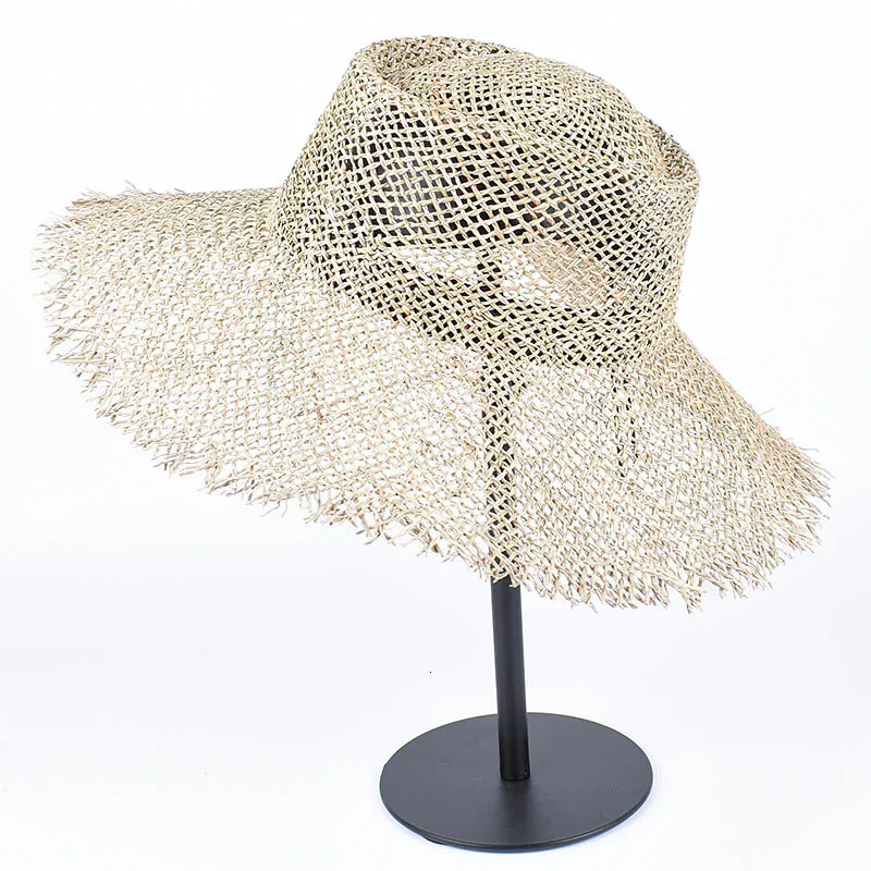 Natural Grasses Panama Beach Sun Hat Woman Summer Straw Hat Travel Wide Brim UV Visors Protection Elegant Ladies Sunhat Cap 250218
