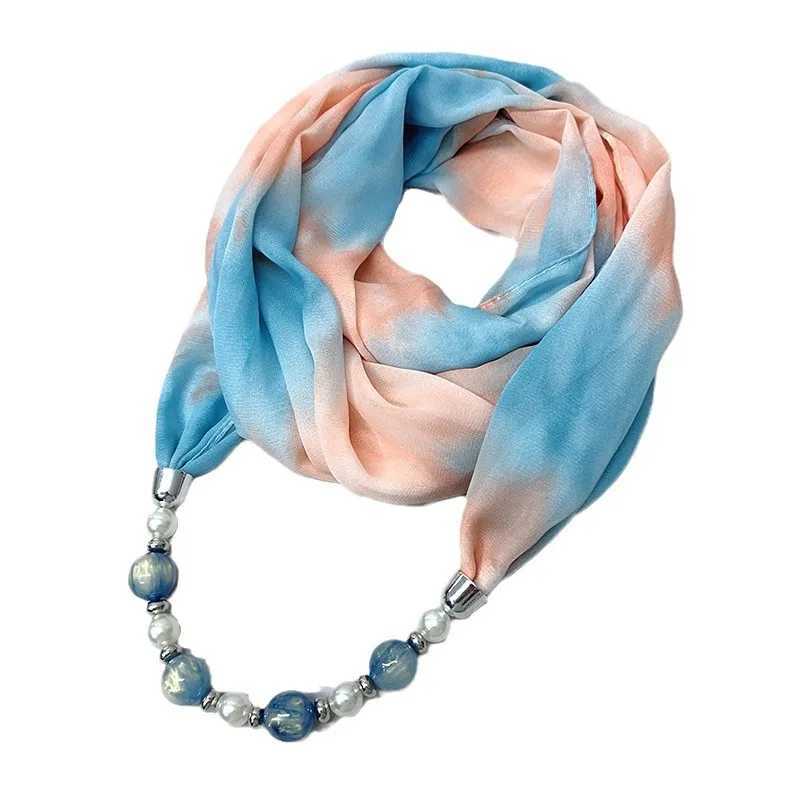 Multi colored chiffon jewelry statement necklace pendant scarf womens bohemian necklace headwear womens headscarf W250218
