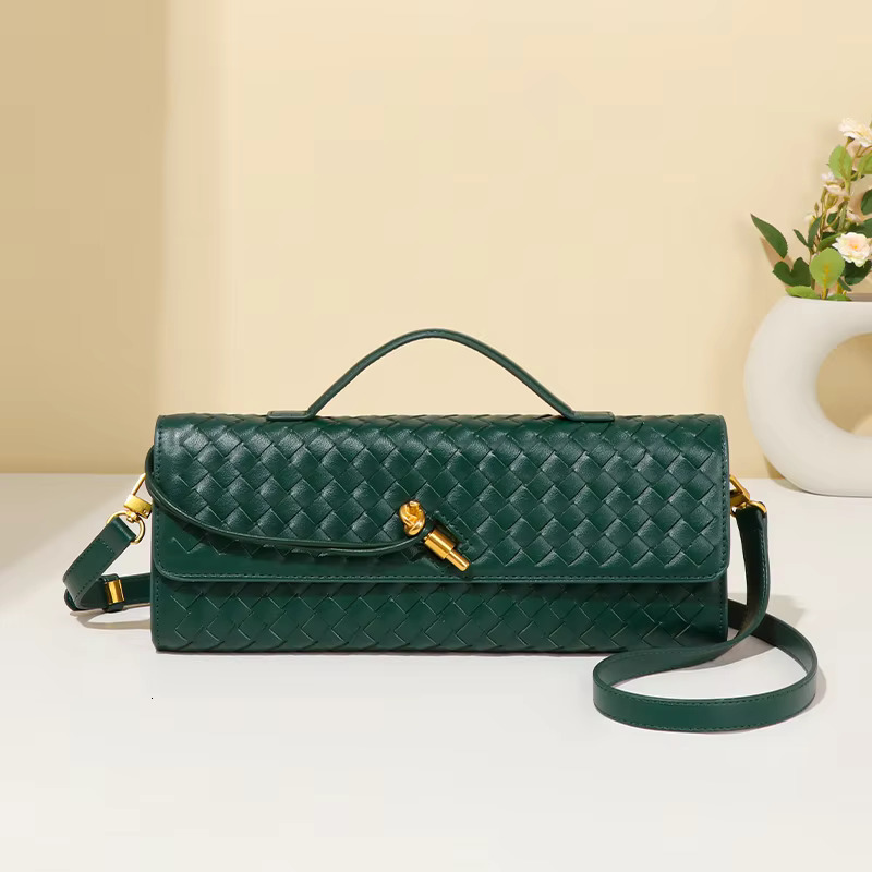 New Evening Women's Handmade Woven Soft hot Leather Dinner in Ancient Fashions Braided Bag Horizontal Handbag