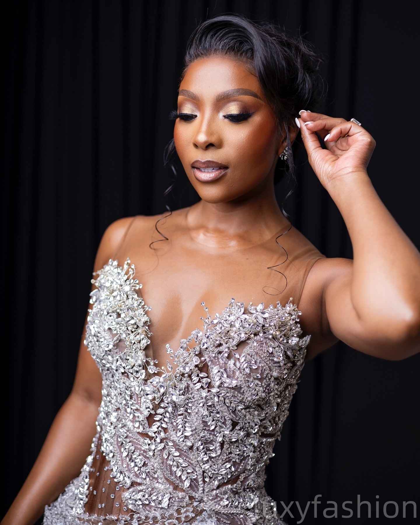 Aso Ebi 2025 Champagen Illusion Mermaid Prom Dresses Crystals Beaded See Through Evening Formal Party Second Reception Birthday Gowns Dress For Specia