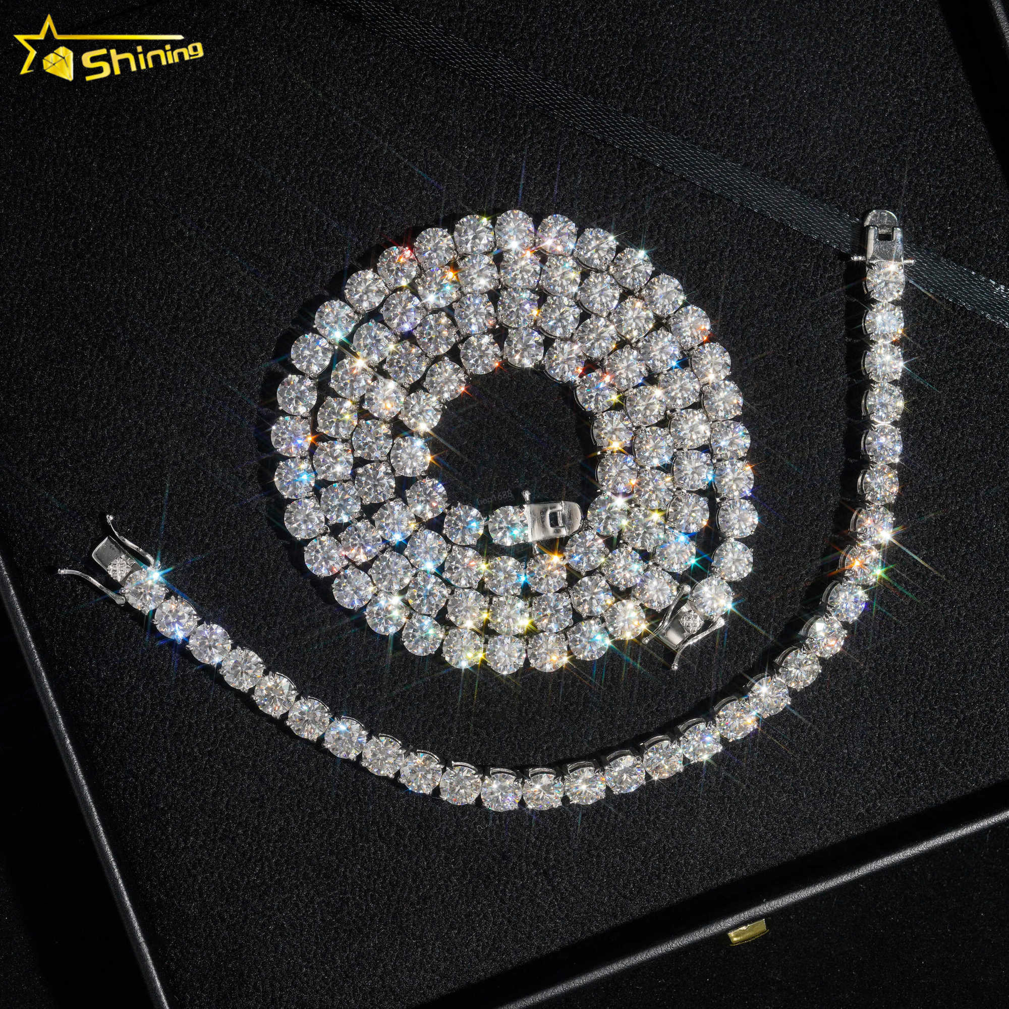 Hot Sale Ready to Ship Dropshipping VVS Moissanite Necklace S925 Gold Plated Tennis Chain Fine Jewelry Wholesale Price