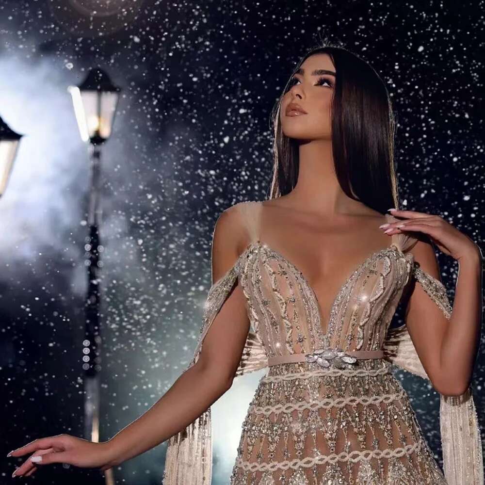 Nude Arabic A E Sexy Midi Straps Cape Sleeves Beaded Evening Dresses Gowns For Women Prom dresses Party