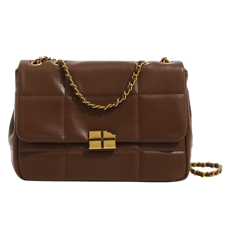Elegant Small Square Women's Messenger Bag - Versatile Retro Chain Shoulder and Underarm Carry Option