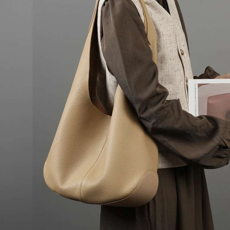 Hifashion Cowhide Genuine Leather Underarm Shoulder Bags For Women 2024 Trend Designer Large Capacity Soft Tote Ladies Handbags