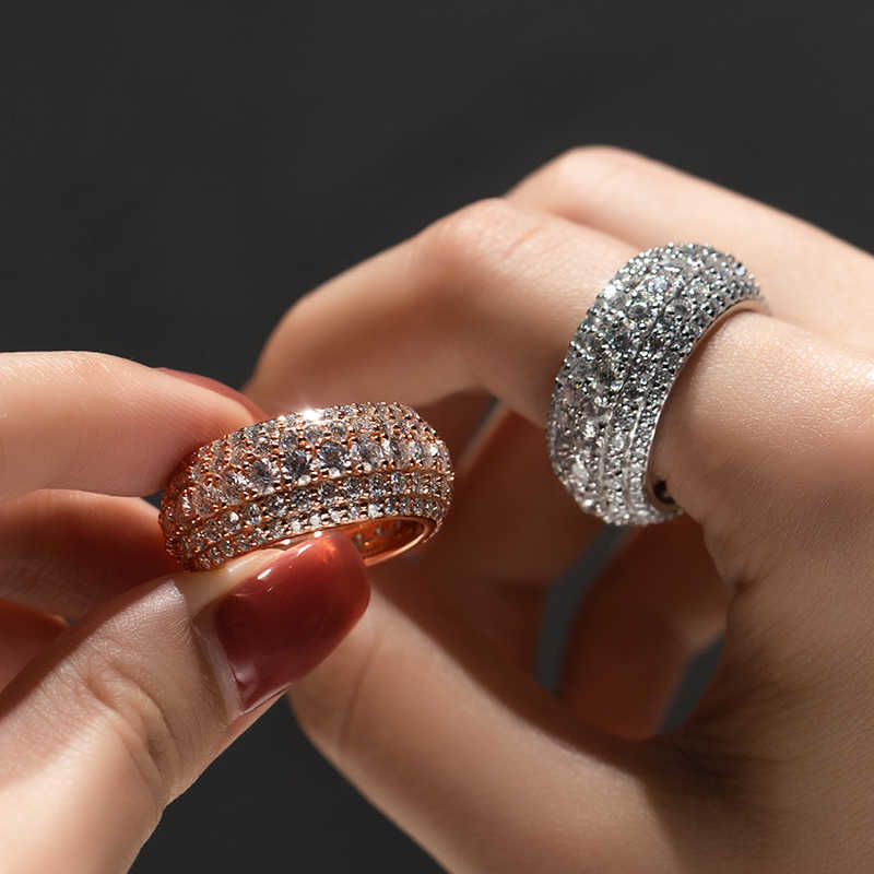 Hip hop ring jewelry for mens luxury moissanite S925 silver full iced out band champion men rings