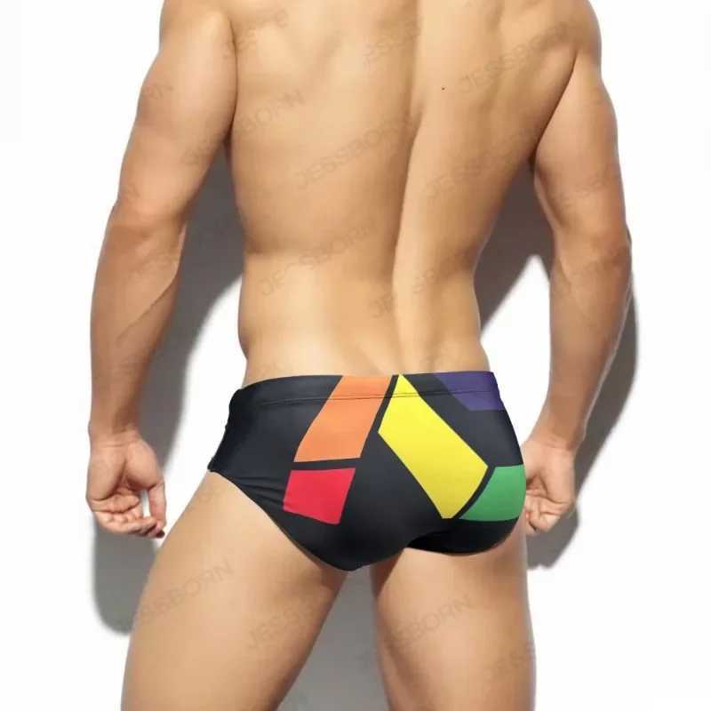 Mens swim trunks sexy low waisted swimsuits boxer shorts quick drying beach shorts breathable tight swimsuits boxer underwear M250218