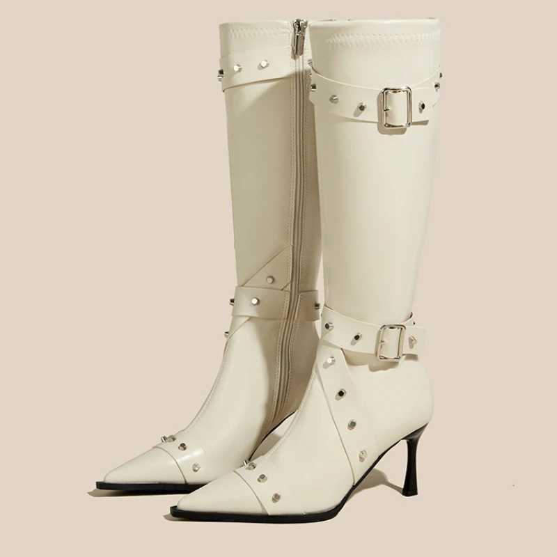 High-heeled Women Boots Pointed Toe Long Boots for Women Sexy Punk Gothic Boots Paris European and American Female Party Boots Z250704