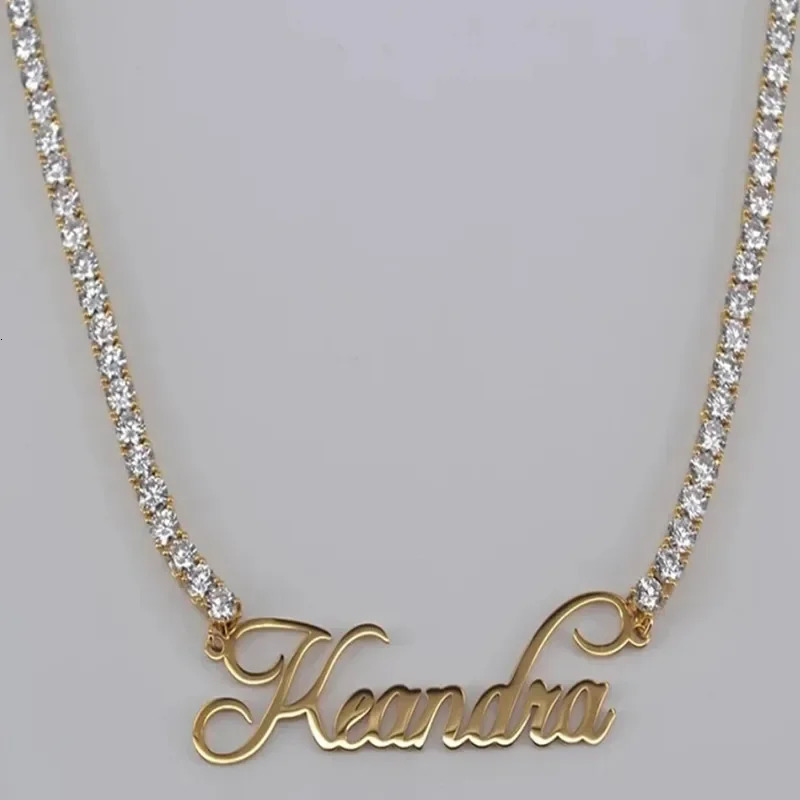 3mm Zircon Chain Custom Name Necklace Personality Nameplate Pendant Tennis Choker Jewelry Women Christmas 250214