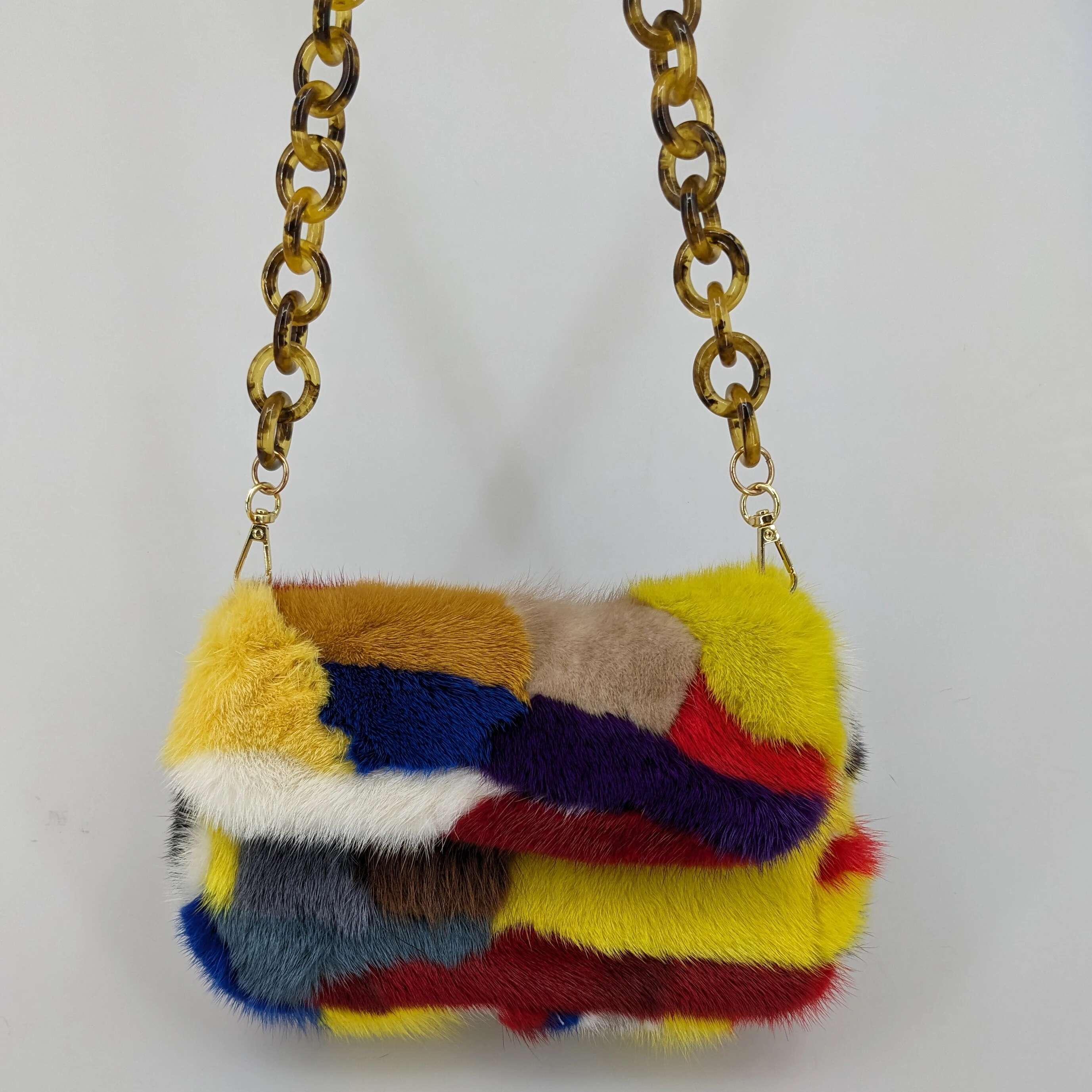 real mink fur multicolour for women Shoulder Crossbody bag