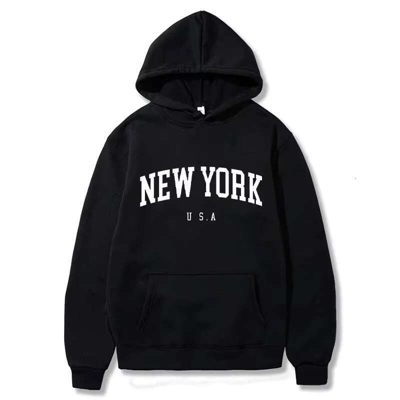Men Women New York U.S.A City Hoodies Fashion Letter Printed Graphic Sweatshirts Loose Casual Hooded Pullover Sportwear