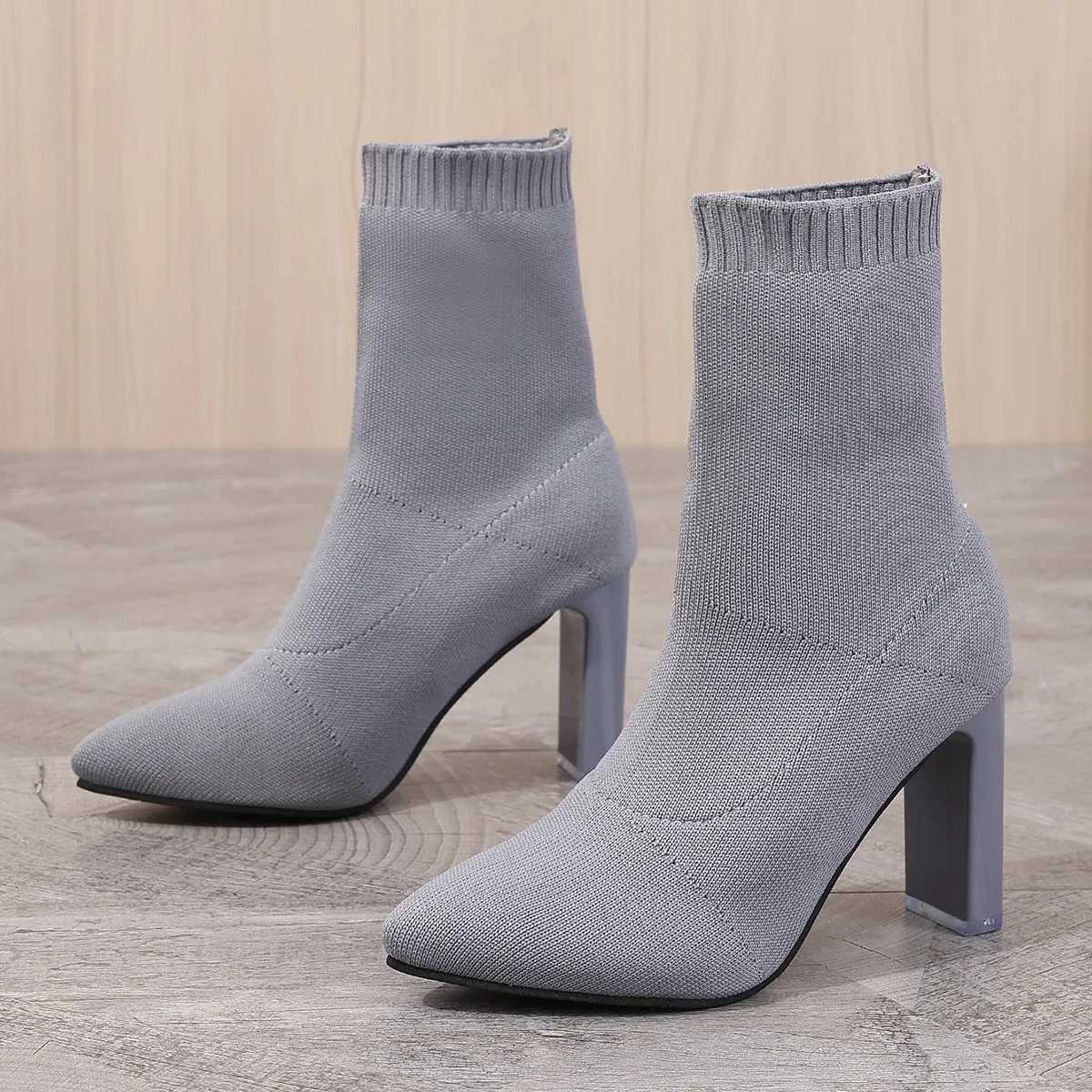 Womens Ankle Boots Girls High-heeled Elegant Fi Socks and Boots Comfortable Plus Size Red OfferXJ250217