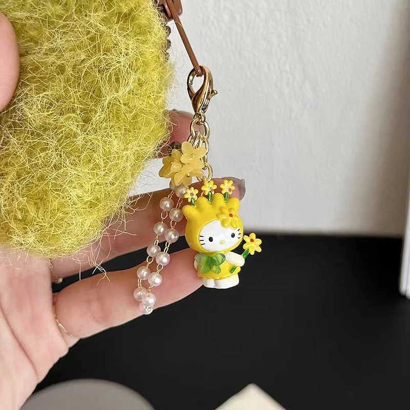 Keychains Lanyards Kawaii Anime Kitty Cat Keychain Cute Animals Toys Doll Pendant Keyring Key Buckle Backpack Charm Ornament Accessories Girls Gift H2