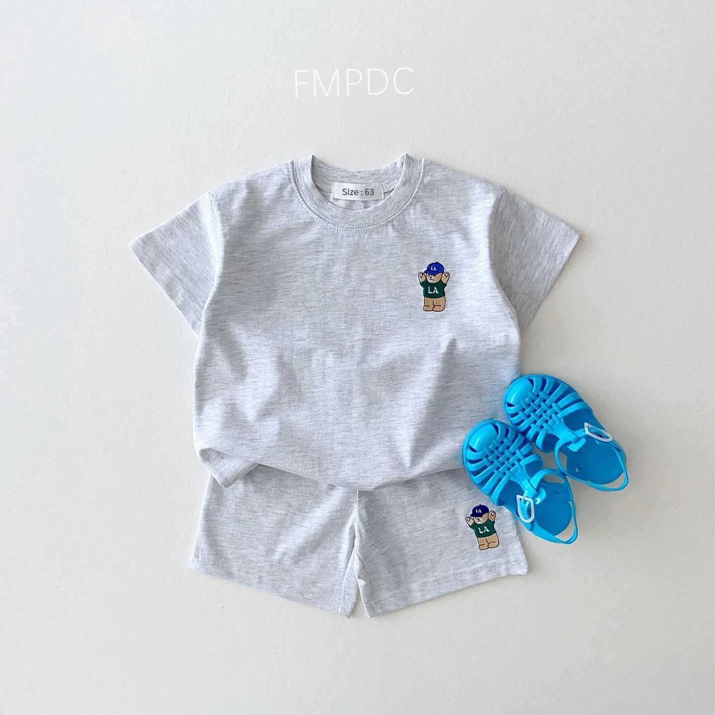 2024 Summer 2PCS Baby Clothes Infant Top and Bottom Set Baby Boys Girls Suit Bear Embroidery Thin Casual Sports Baby Outfit Set W250218