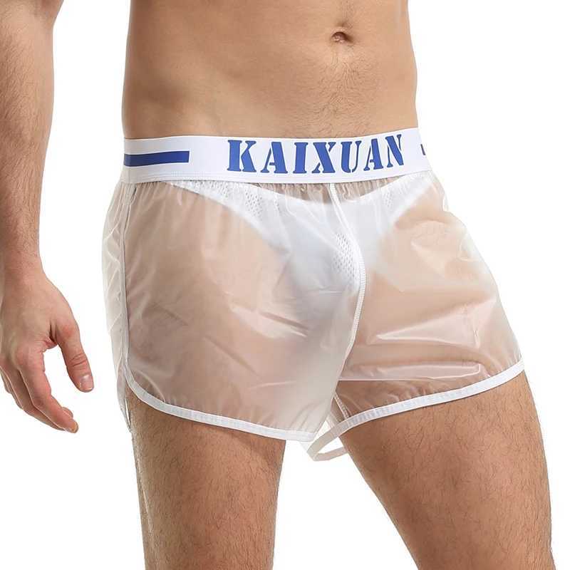 Mens Beachwear Fashion Transparent Waterproof Swim Shorts Bathing Suits Trunk Surfing Swimwear Board Shorts(without briefs) M250218