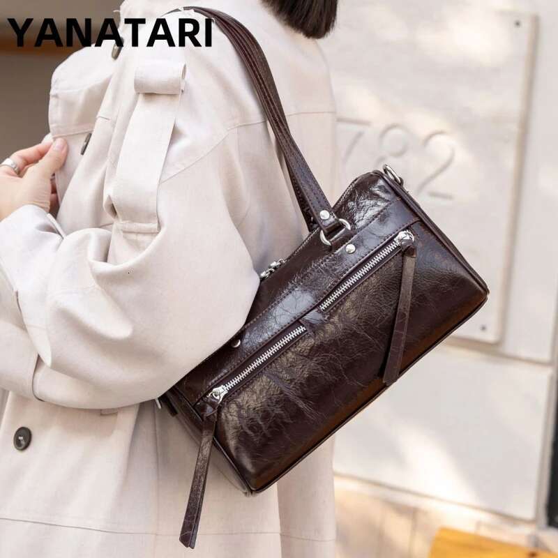 YANATARI Genuine Leather Woman Shoulder Handbags Ladies Designer Minimalism Underarm Fashion Bag