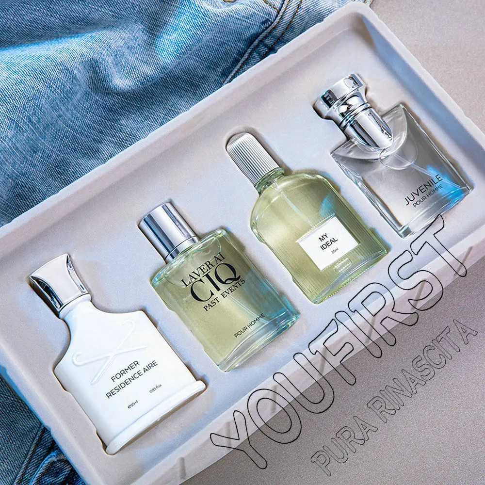 Brand Men Perfume 100ml Gift Box Four Piece Set Lasting Fragrance Body Spray Fresh Plant Floral Scent Pheromone Parfums Homme W250218