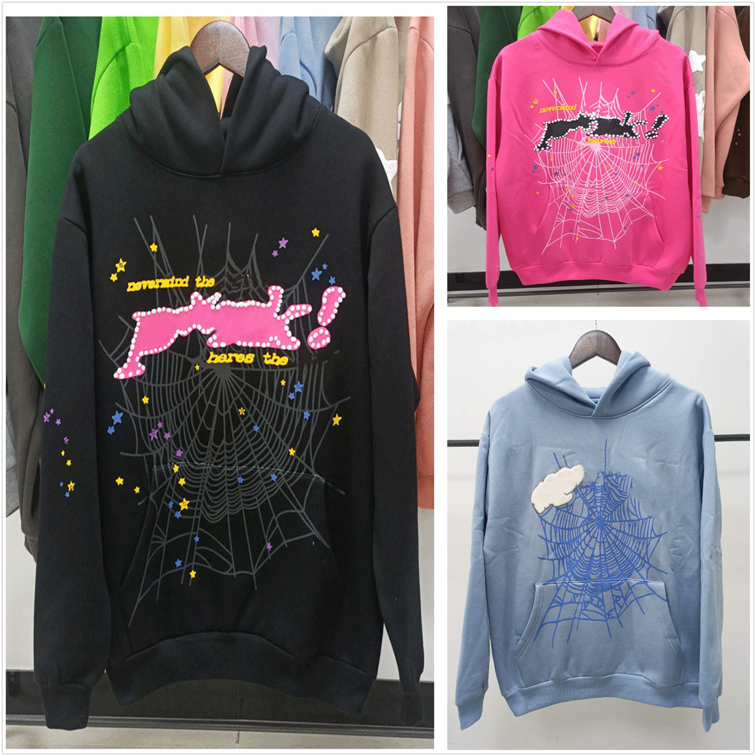 designer hoodie fleecing mens hoodies designer hoodie for men sweatshirts hoody cobweb women pink grid tracksuit pants cotton 450G foam Printing process