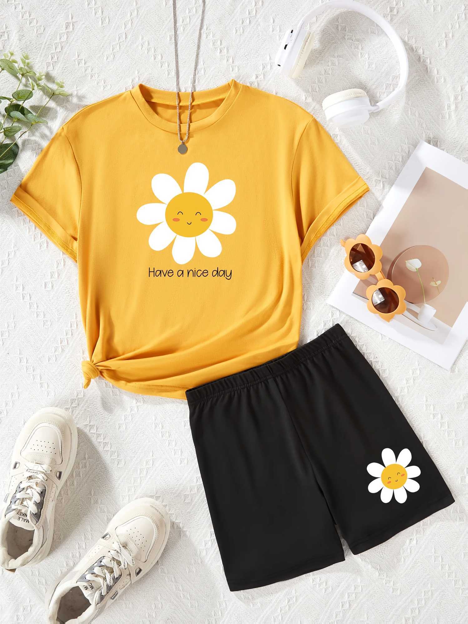 Summer Baby Girls Clothes Set Kid Girl Printed T-shirts and Shorts 2 Pieces Suit Children Short Sleeve Tracksuits W250218