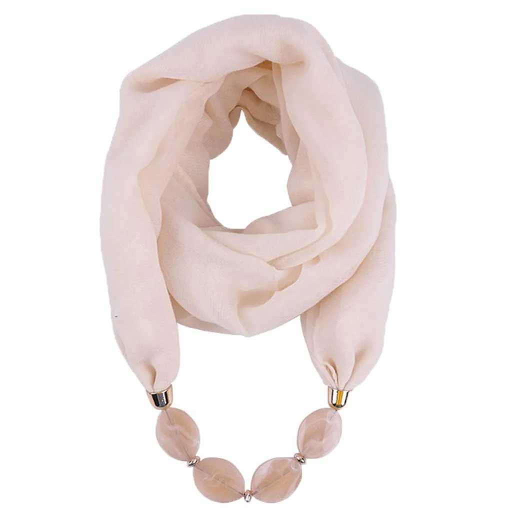 Solid jewelry bead pendant necklace scarf head scarf womens ethnic cotton linen Muslim headscarf Wrs Foulard womens W250218