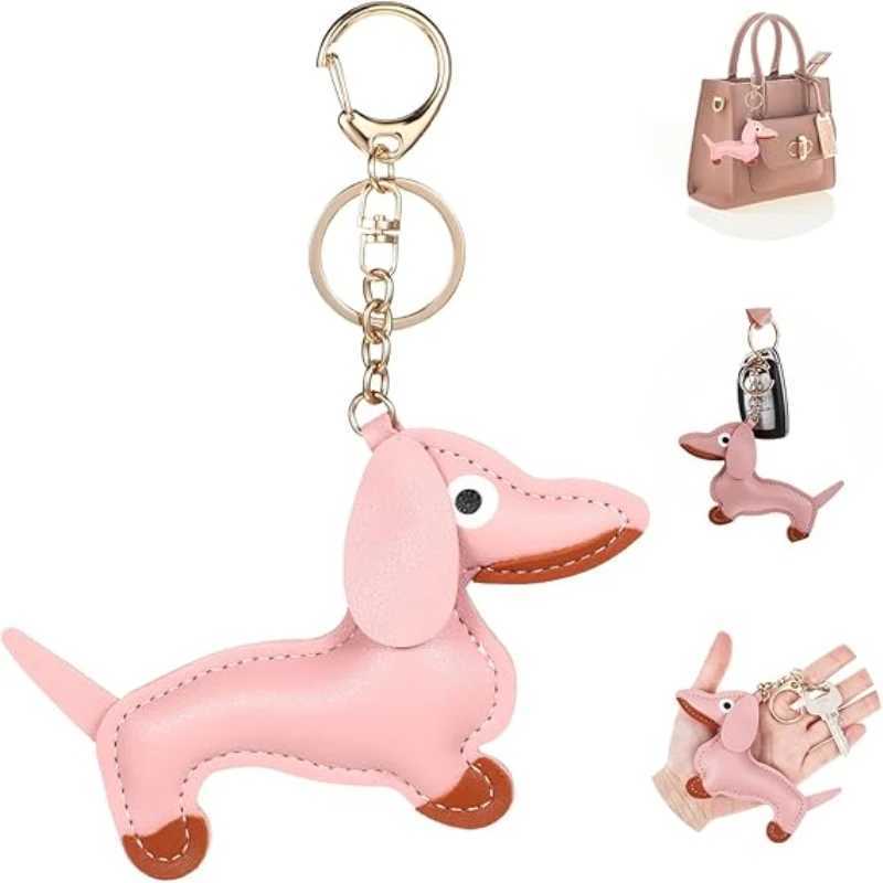 Keychains Lanyards 1 Pcs Dog Decorative Key Fob Shaped Keychain Dachshund Keyring Holder Bag Pendant Gifts for Lovers H250217