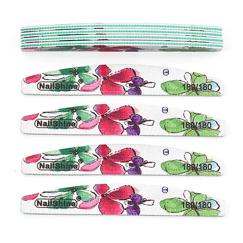 50 Pcs/Lot Double Sides Nail File Professional Strong Thick Printing Half Month Acrylic Files Polishing Manicure Tools Wholesale 250214