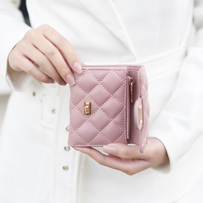 Xiaoxiangfeng women's short coin purse, simple diamond grid large capacity sheepskin wallet, real pickup bag #swissmilitary