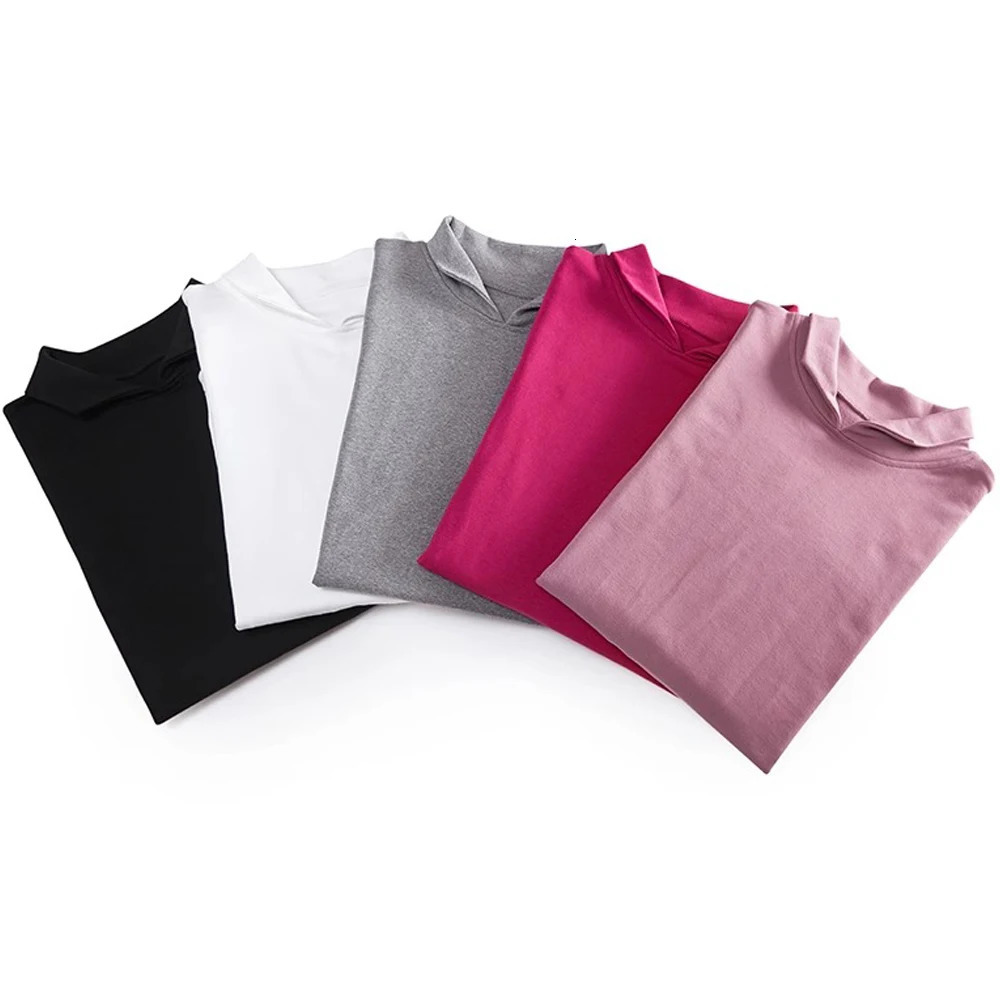 Rose red long sleeved tshirt womens autumn and winter item plus size casual fashion polo shirt with a collar top 250214