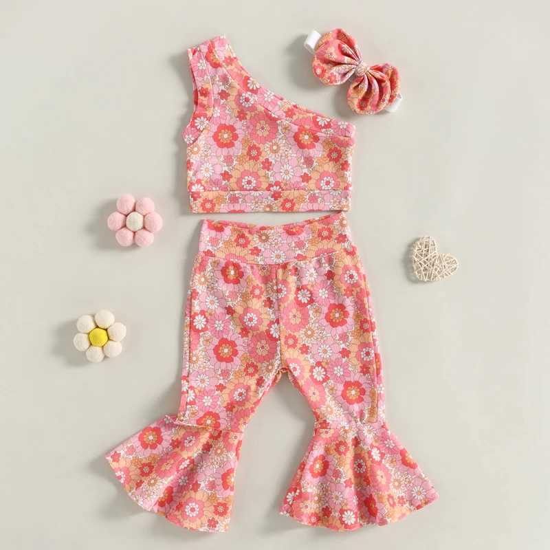2023-03-08 Lioraitin 0-4Years Toddler Girls 3Pcs Summer Outfit Sets Sleeveless One Shoulder Vest Floral Flared Pants Headband W250218