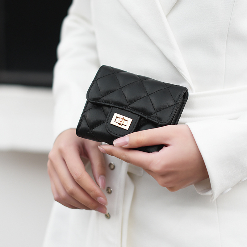 Xiaoxiangfeng women's short coin purse, simple diamond grid large capacity sheepskin wallet, real pickup bag #swissmilitary
