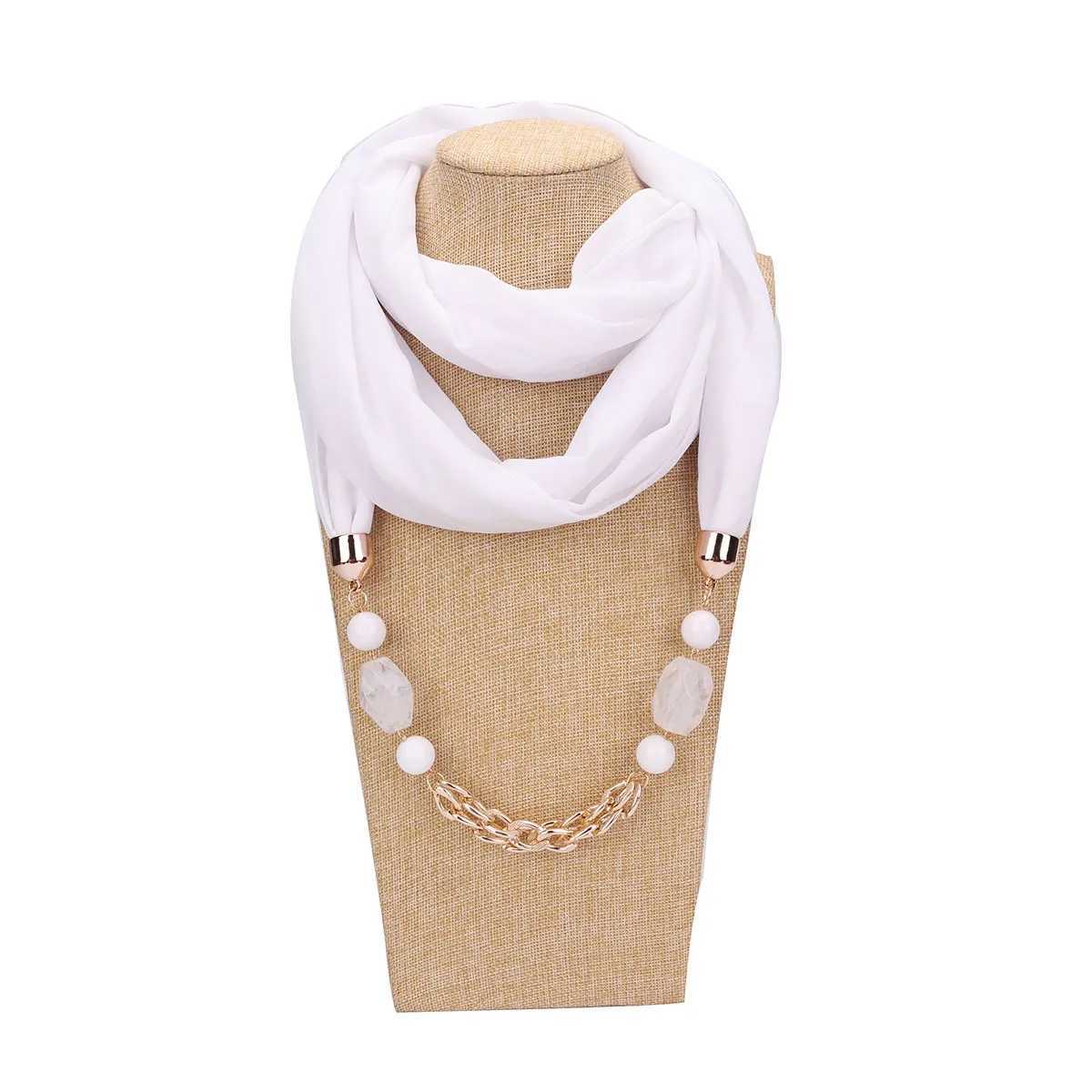 Solid Color Collar Scarf Luxury Beaded Pendants Jewelry Necklace Scarves Wr Women Sh Foulard W250218