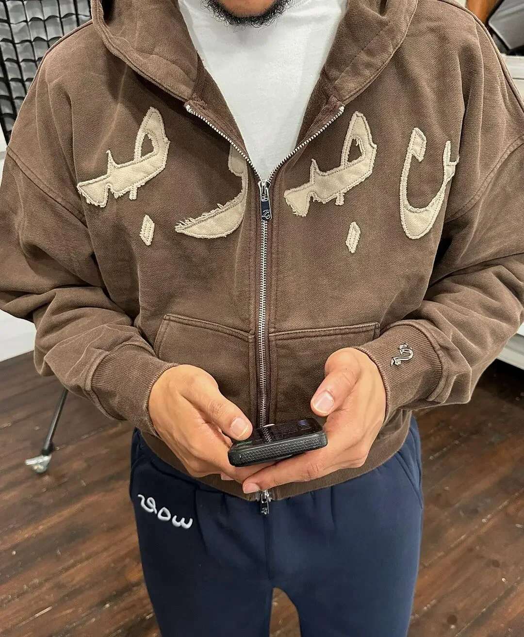 Short zipper jacket cardigan sweatshirt oversize printed letters niche punk couple loose washed retro high street style top