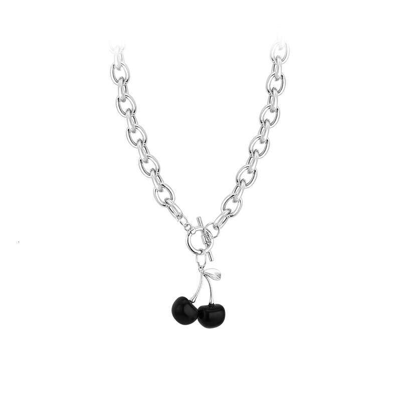Dark cherry titanium steel ins cool wind internet celebrity collarbone chain female hip-hop punk niche minimalist necklace
