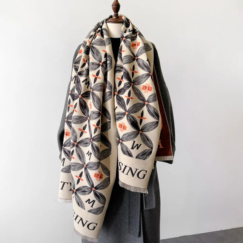Letters Flowers Fashion Scarf Womens Dual Use Air Conditioning Shawl Student Scarf Thickened Soft Windproof Keep Warm Scarf 250213