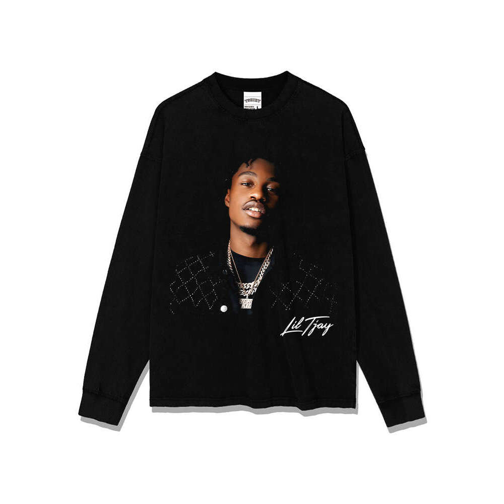 American hip-hop Tjay Lil Jay printed short sleeved T-shirt vintage loose