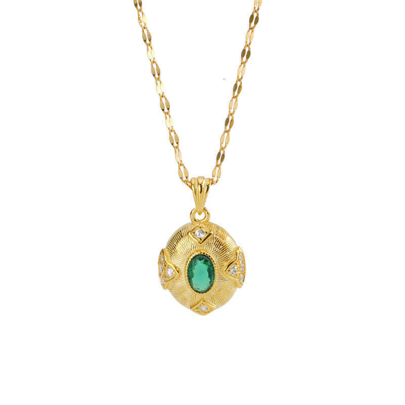 Tiqi antique style brushed pigeon egg women's S pure sier exquisite emerald necklace