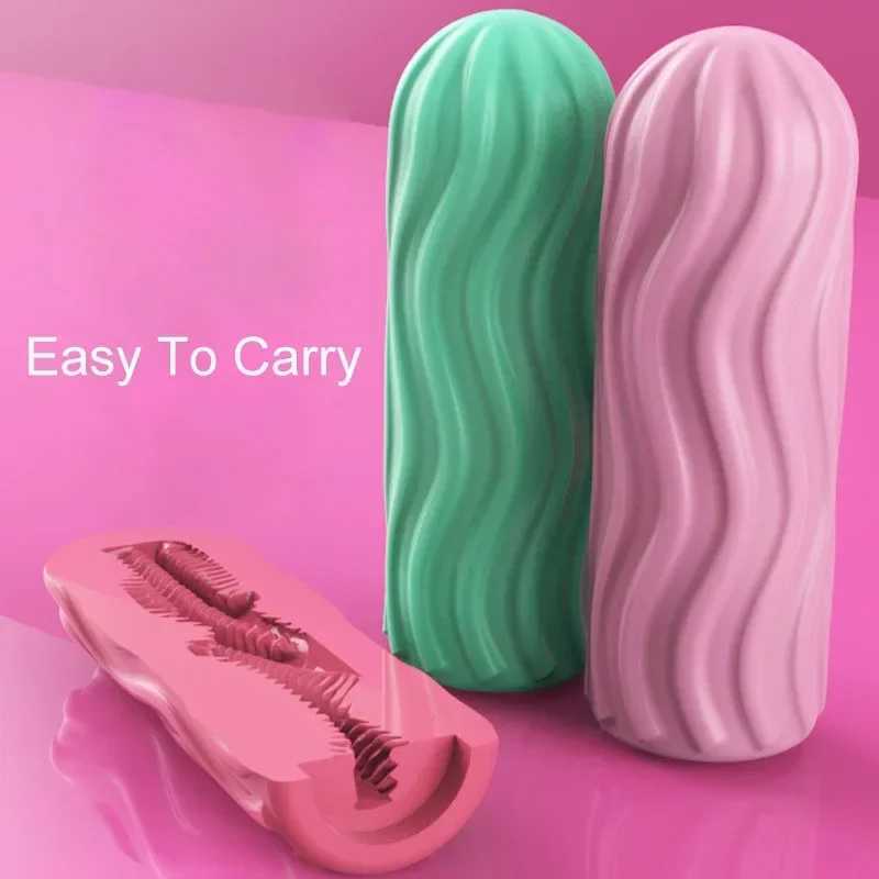 Mens Masturbation Cup Manual Silicone Portable Suction Airplane Cup Soft Vaginal Oral Pocket Cat Masturbation Sex Toy W250218