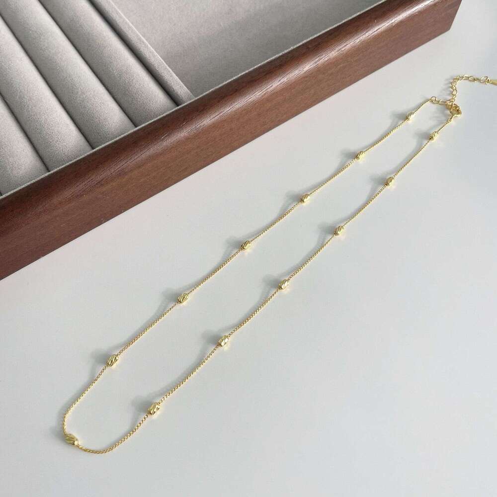 Tichins fashionable car wer diagonal bead necklace S pure sier minimalist style collision color versatile collarbone chain for women
